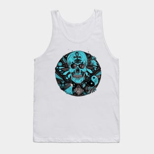 Blue Grey Skull Circle of Humanity Tank Top